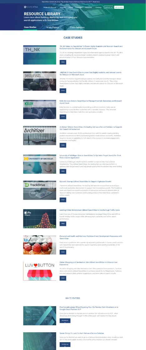 SearchStax resource library page