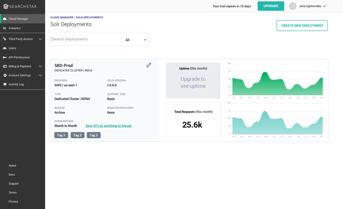 SearchStax upgrade flow example
