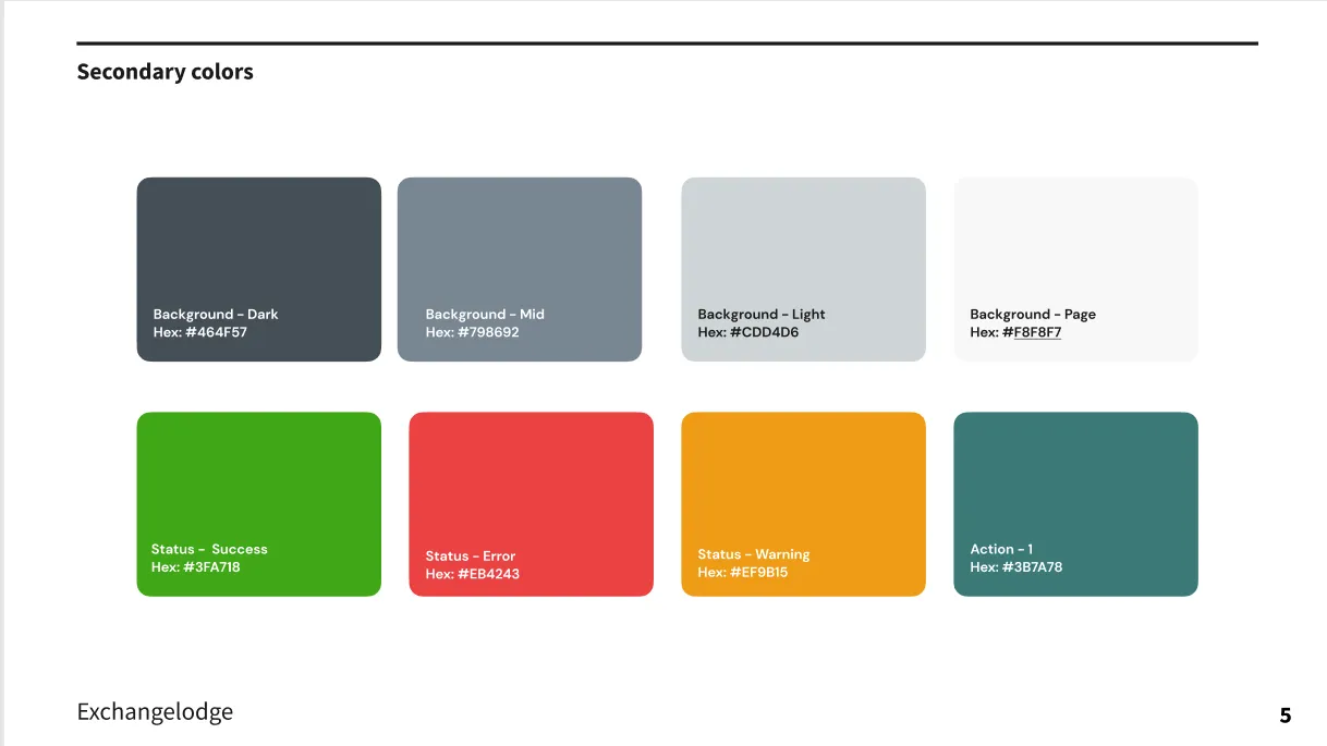 ExchangeLodge secondary colors