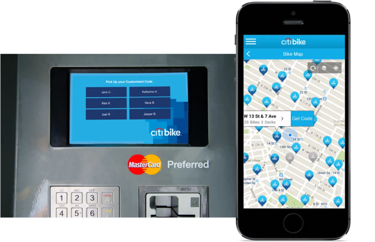 Mobile app station finder and ride code