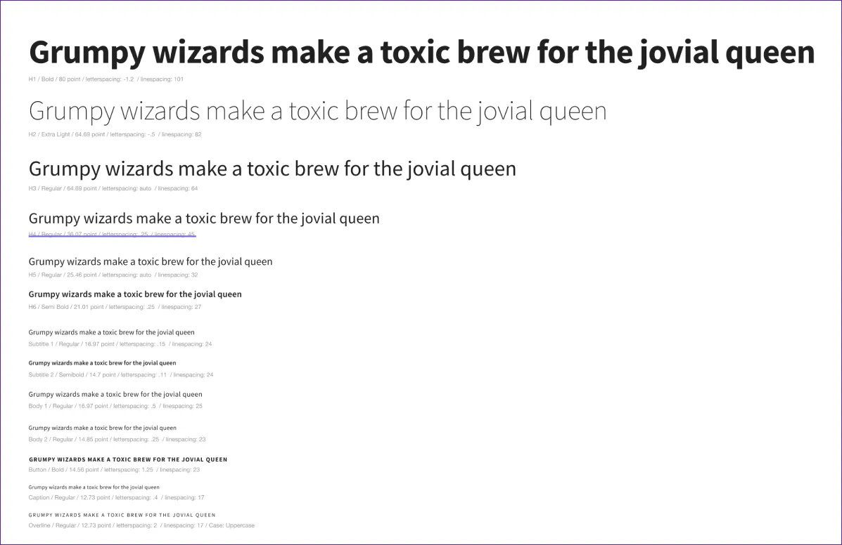 Design system typography
