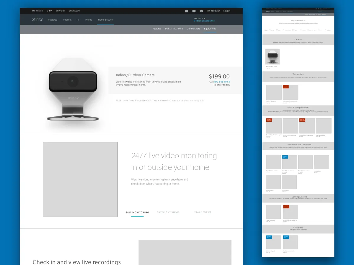 Xfinity wireframing